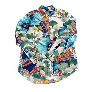 MARCIANO by GUESS Floral Satin Paisley Button Up Shirt Women's Size Medium